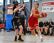 8 January 2022; Aoife Whelan of Griffith College Templeogue in action against Niamh O'Donovan of Swords Thunder during the Women’s Division 1 National Cup semi-final match between Swords Thunder and Griffith College Templeogue at Parochial Hall in Cork. Photo by Sam Barnes/Sportsfile
