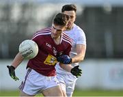 8 January 2022; Robbie Forde of Westmeath in action against Mick O'Grady of Kildare during the O'Byrne Cup Group C match between Kildare and Westmeath at St Conleth's Park in Newbridge, Kildare. Photo by Piaras Ó Mídheach/Sportsfile