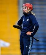 8 January 2022; Gailltír goalkeeper Ciara Jackman reacts after conceding her side's first goal, an own goal, during the 2020 AIB All-Ireland Intermediate Club Camogie Championship Final match between Gailltír and St Rynagh's at Semple Stadium in Thurles, Tipperary. Photo by Ben McShane/Sportsfile