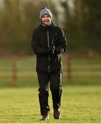 8 January 2022; Longford manager Billy O'Loughlin celebrates his side's second goal during the O'Byrne Cup group A match between Longford and Louth at Rathcline GAA club in Lanesboro, Longford. Photo by Ramsey Cardy/Sportsfile