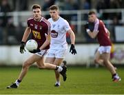 8 January 2022; Robbie Forde of Westmeath gets away from Jack Sargent of Kildare during the O'Byrne Cup Group C match between Kildare and Westmeath at St Conleth's Park in Newbridge, Kildare. Photo by Piaras Ó Mídheach/Sportsfile