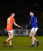 6 January 2022; Thomas Galligan of Cavan and Rory Grugan of Armagh after the Dr McKenna Cup Round 1 match between Cavan and Armagh at Kingspan Breffni in Cavan. Photo by David Fitzgerald/Sportsfile