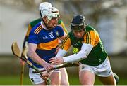 8 January 2022; Sean Ryan of Tipperary in action against Michael Leane of Kerry during the Co-Op Superstores Munster Hurling Cup quarter-final match between Kerry and Tipperary at Austin Stack Park, in Tralee, Kerry. Photo by Eóin Noonan/Sportsfile