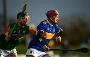 8 January 2022; Sean Curran of Tipperary is tackled by Shane Conway of Kerry during the Co-Op Superstores Munster Hurling Cup quarter-final match between Kerry and Tipperary at Austin Stack Park, in Tralee, Kerry. Photo by Eóin Noonan/Sportsfile
