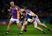8 January 2022; Brian Byrne of Naas in action against Hugh Kenny of Kilmacud Crokes during the AIB Leinster GAA Football Senior Club Championship Final match between Kilmacud Crokes and Naas at Croke Park in Dublin. Photo by David Fitzgerald/Sportsfile
