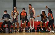 8 January 2022; Drogheda Wolves substitutes celebrate a late basket in the fourth quarter during the President's Cup semi-final match between Drogheda Wolves and IT Carlow at Parochial Hall in Cork. Photo by Sam Barnes/Sportsfile