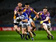 8 January 2022; Eamonn Callaghan of Naas in action against Craig Dias, centre, and Cillian O’Shea of Kilmacud Crokes, right, during the AIB Leinster GAA Football Senior Club Championship Final match between Kilmacud Crokes and Naas at Croke Park in Dublin. Photo by David Fitzgerald/Sportsfile