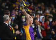 8 January 2022; Kilmacud Crokes captain Shane Cunningham lifts the cup after the AIB Leinster GAA Football Senior Club Championship Final match between Kilmacud Crokes and Naas at Croke Park in Dublin. Photo by David Fitzgerald/Sportsfile