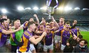 8 January 2022; Kilmacud Crokes captain Shane Cunningham leads his side's celebrations after the AIB Leinster GAA Football Senior Club Championship Final match between Kilmacud Crokes and Naas at Croke Park in Dublin. Photo by Daire Brennan/Sportsfile