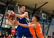 8 January 2022; Tobias Christensen of UCC Demons in action against Eoghan Donaghy of EJ Sligo All-Stars during the President's Cup semi-final match between UCC Demons and EJ Sligo All-Stars at Parochial Hall in Cork. Photo by Sam Barnes/Sportsfile