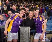8 January 2022; Kilmacud Crokes players Dara Mullin, left, and Michael Mullin, celebrate with their parents Mícheál and Frances after the AIB Leinster GAA Football Senior Club Championship Final match between Kilmacud Crokes and Naas at Croke Park in Dublin. Photo by Daire Brennan/Sportsfile