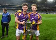 8 January 2022; The McGowan brothers, Andrew, left, and Ross, celebrate after the AIB Leinster GAA Football Senior Club Championship Final match between Kilmacud Crokes and Naas at Croke Park in Dublin. Photo by Daire Brennan/Sportsfile