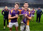 8 January 2022; Conor Casey, left, and Rory O’Carroll of Kilmacud Crokes celebrate after the AIB Leinster GAA Football Senior Club Championship Final match between Kilmacud Crokes and Naas at Croke Park in Dublin. Photo by Daire Brennan/Sportsfile