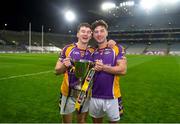 8 January 2022; Kilmacud Crokes players, Dara Mullin, left, and Andrew McGowan celebrate after the AIB Leinster GAA Football Senior Club Championship Final match between Kilmacud Crokes and Naas at Croke Park in Dublin. Photo by Daire Brennan/Sportsfile