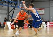 8 January 2022; Jamie Hayes of EJ Sligo All-Stars in action against Conor Ryan of UCC Demons during the President's Cup semi-final match between UCC Demons and EJ Sligo All-Stars at Parochial Hall in Cork. Photo by Sam Barnes/Sportsfile