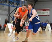 8 January 2022; Jamie Hayes of EJ Sligo All-Stars in action against Conor Ryan of UCC Demons during the President's Cup semi-final match between UCC Demons and EJ Sligo All-Stars at Parochial Hall in Cork. Photo by Sam Barnes/Sportsfile