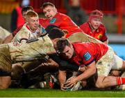 8 January 2022; Alex Kendellen of Munster goes over to score his side's second try during the United Rugby Championship match between Munster and Ulster at Thomond Park in Limerick. Photo by Stephen McCarthy/Sportsfile