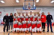 9 January 2022; The Singleton SuperValu Brunell team and coaching staff before the Basketball Ireland Women's U20 semi-final match between Singleton Supervalu Brunell and Portlaoise Panthers at Parochial Hall in Cork. Photo by Sam Barnes/Sportsfile