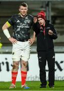 8 January 2022; Munster's Peter O’Mahony and lead athletic development coach Ged McNamara before the United Rugby Championship match between Munster and Ulster at Thomond Park in Limerick. Photo by Stephen McCarthy/Sportsfile