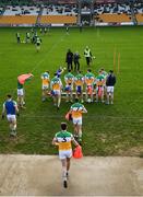 8 January 2022; Offaly players run out for their team photo before the O'Byrne Cup group A match between Offaly and Dublin at Bord na Mona O'Connor Park in Tullamore, Offaly. Photo by Harry Murphy/Sportsfile