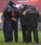 8 January 2022; Cork manager Keith Ricken speaks to members of his backroom team at half-time of the McGrath Cup group A match between Clare and Cork at Hennessy Memorial Park in Miltown Malbay, Clare. Photo by Stephen McCarthy/Sportsfile