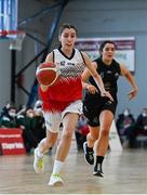 9 January 2022; Mia Finnegan of Singleton SuperValu Brunell during the Basketball Ireland Women's U20 semi-final match between Singleton Supervalu Brunell and Portlaoise Panthers at Parochial Hall in Cork. Photo by Sam Barnes/Sportsfile