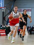 9 January 2022; Mia Finnegan of Singleton SuperValu Brunell during the Basketball Ireland Women's U20 semi-final match between Singleton Supervalu Brunell and Portlaoise Panthers at Parochial Hall in Cork. Photo by Sam Barnes/Sportsfile