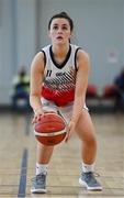 9 January 2022; Emily Peyton Blake of Singleton SuperValu Brunell prepares to take a free throw during the Basketball Ireland Women's U20 semi-final match between Singleton Supervalu Brunell and Portlaoise Panthers at Parochial Hall in Cork. Photo by Sam Barnes/Sportsfile
