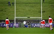 9 January 2022; Knockmore goalkeeper Colm Reape is beaten for a goal, from a penalty by Hubert Darcy of Pádraig Pearses, during the AIB Connacht GAA Football Senior Club Championship Final match between Knockmore and Pádraig Pearses at James Stephens Park in Ballina, Mayo. Photo by Piaras Ó Mídheach/Sportsfile