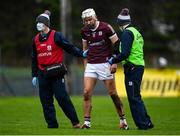 9 January 2022; Jason Flynn of Galway leaves the field with an injury during the Walsh Cup Senior Hurling round 1 match between Galway and Offaly at Duggan Park in Ballinasloe, Galway. Photo by Harry Murphy/Sportsfile