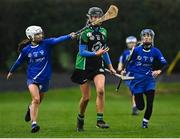 9 January 2022; Ann Marie Leen of Clanmaurice in action against Aoife Doherty of Raharney during the 2020 AIB All-Ireland Junior Club Camogie Championship Final match between Clanmaurice and Raharney at Moyne Templetuohy GAA Club in Templetuohy, Tipperary. Photo by Eóin Noonan/Sportsfile