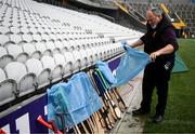 9 January 2022; Ballygunner's Muiris Phelan shelters the hurls before the AIB Munster Hurling Senior Club Championship Final match between Ballygunner and Kilmallock at Páirc Uí Chaoimh in Cork. Photo by Stephen McCarthy/Sportsfile