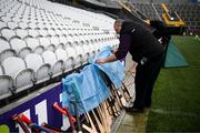 9 January 2022; Ballygunner's Muiris Phelan shelters the hurls before the AIB Munster Hurling Senior Club Championship Final match between Ballygunner and Kilmallock at Páirc Uí Chaoimh in Cork. Photo by Stephen McCarthy/Sportsfile