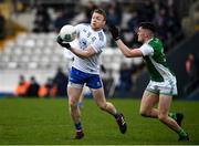 9 January 2022; Colin Walshe of Monaghan in action against Garret Cavanagh of Fermanagh during the Dr McKenna Cup Round 2 match between Monaghan and Fermanagh at St Tiernachs Park in Clones, Monaghan. Photo by Philip Fitzpatrick/Sportsfile