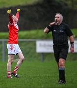 9 January 2022; Pádraig Pearses joint-captain Emmett Daly celebrates as referee James Molloy blows the full-time whistle at the AIB Connacht GAA Football Senior Club Championship Final match between Knockmore and Pádraig Pearses at James Stephens Park in Ballina, Mayo. Photo by Piaras Ó Mídheach/Sportsfile
