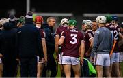 9 January 2022; Galway manager Henry Shefflin speaks to his players during the Walsh Cup Senior Hurling round 1 match between Galway and Offaly at Duggan Park in Ballinasloe, Galway. Photo by Harry Murphy/Sportsfile