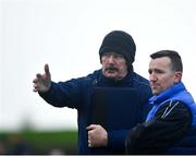 9 January 2022;  Laois manager Seamus Plunkett, left, with Laois selector Donach O'Donnell during the Walsh Cup Senior Hurling round 1 match between Laois and Wexford at Kelly Daly Park in Rathdowney, Laois. Photo by David Fitzgerald/Sportsfile