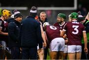 9 January 2022; Galway manager Henry Shefflin speaks to his players during the Walsh Cup Senior Hurling round 1 match between Galway and Offaly at Duggan Park in Ballinasloe, Galway. Photo by Harry Murphy/Sportsfile