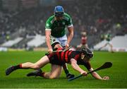 9 January 2022; Kevin Mahony of Ballygunner in action against Mark O'Loughlin of Kilmallock during the AIB Munster Hurling Senior Club Championship Final match between Ballygunner and Kilmallock at Páirc Uí Chaoimh in Cork. Photo by Stephen McCarthy/Sportsfile