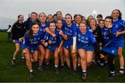 9 January 2022; Raharney players celebrate after the 2020 AIB All-Ireland Junior Club Camogie Championship Final match between Clanmaurice and Raharney at Moyne Templetuohy GAA Club in Templetuohy, Tipperary. Photo by Eóin Noonan/Sportsfile