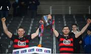 9 January 2022; Philip O'Mahony, left, Barry Coughlan of Ballygunner lift the cup after their victory in the AIB Munster Hurling Senior Club Championship Final match between Ballygunner and Kilmallock at Páirc Uí Chaoimh in Cork. Photo by Stephen McCarthy/Sportsfile