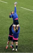 11 January 2022; Jack Conan lifted by Peter Dooley and Cian Healy during a Leinster rugby squad training session at Energia Park in Dublin. Photo by Harry Murphy/Sportsfile