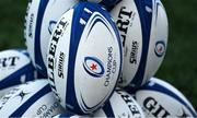 11 January 2022; Champions Cup balls are seen during a Leinster rugby squad training session at Energia Park in Dublin. Photo by Harry Murphy/Sportsfile