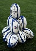 11 January 2022; Champions Cup balls are seen during a Leinster rugby squad training session at Energia Park in Dublin. Photo by Harry Murphy/Sportsfile