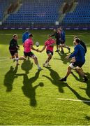 11 January 2022; Scott Penny offloads to Joe McCarthy during a Leinster rugby squad training session at Energia Park in Dublin. Photo by Harry Murphy/Sportsfile