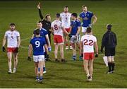 11 January 2022; Referee Kevin Faloon shows a red card to Richard Donnelly of Tyrone, 8, during the Dr McKenna Cup round 2 match between Cavan and Tyrone at Kingspan Breffni in Cavan. Photo by Seb Daly/Sportsfile