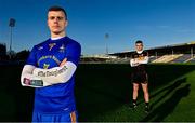 12 January 2022; St Finbarr’s footballer Alan O’Connor, left, and Austin Stacks footballer Dylan Casey ahead of the AIB Munster GAA Football Senior Club Championship Final, which takes place at 1:45pm in Semple Stadium, Tipperary, this Sunday, January 16th and will see the Cork champions take on Austin Stacks of Kerry. This weekend will also see Derrygonnelly Harps of Fermanagh battle it out against Kilcoo of Down in the AIB Ulster GAA Football Senior Club Championship Final on Sunday, January 16th at 3:45pm at Athletic Grounds in Armagh. Both games will be broadcast live by TG4, with live coverage for the Munster final starting at 1:30pm, while the Ulster final coverage will get underway from 3:30pm. This year’s AIB Club Championships celebrate #TheToughest players in Gaelic Games - those who keep going and persevere no matter what. Photo by Brendan Moran/Sportsfile