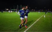 5 January 2022; Kerry players Adrian Spillane, left, and Stefan Okunbor leave the pitch at half-time in the McGrath Cup Group B match between Kerry and Limerick at Austin Stack Park in Tralee, Kerry. Photo by Brendan Moran/Sportsfile