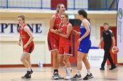 7 January 2022; Simone O'Shea of Singleton Supervalu Brunell centre right, and team-mate Shannon Ryan, centre left, celebrate a basket during the InsureMyHouse.ie Paudie O’Connor Cup semi-final match between The Address UCC Glanmire and Singleton's SuperValu Brunell at Neptune Stadium in Cork. Photo by Sam Barnes/Sportsfile