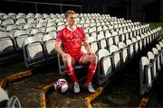 14 January 2022; Dundalk's Greg Sloggett at the launch of the club's new third choice strip at Oriel Park in Dundalk, Louth. Photo by Stephen McCarthy/Sportsfile